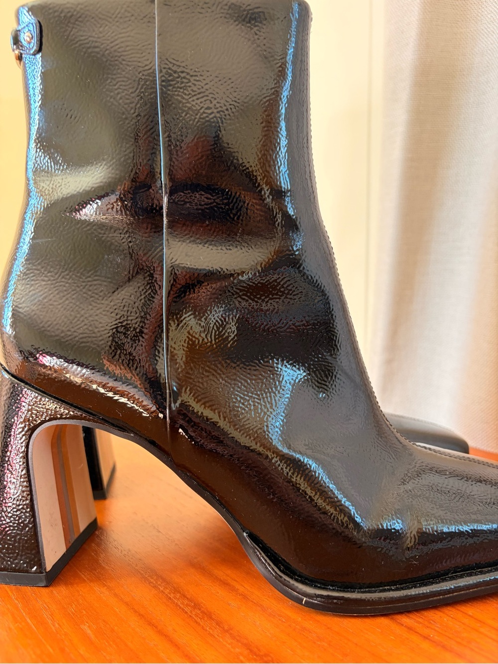 Sam Edelman Black Patent Ankle Boots with Block Heel